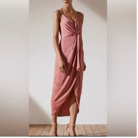 Shona Joy Luxe Tie Front Cocktail Dress - Rose size 8 - Picture 1 of 8